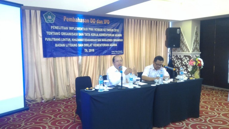 Puslitbang LKKMO Bahas DO dan IPD Penelitian Implementasi PMA Nomor 42 tahun 2016 tentang Organisasi dan Tata Kerja Kementerian Agama